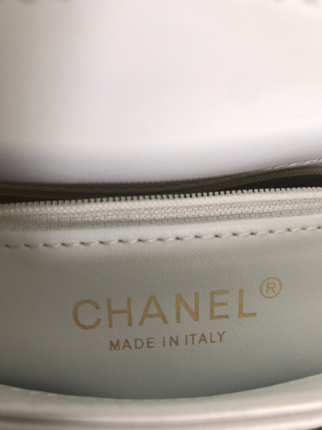 Chanel CC original lambskin top handle flap bag A92236 white&Gold-Tone Metal
