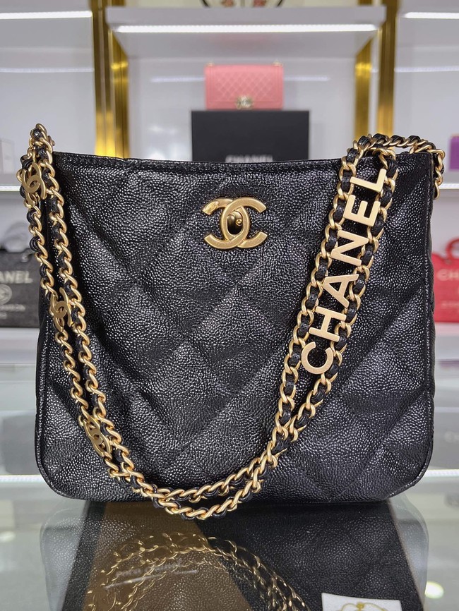 Chanel Shoulder Bag Grained Calfskin&Gold-Tone Metal AS3223 black