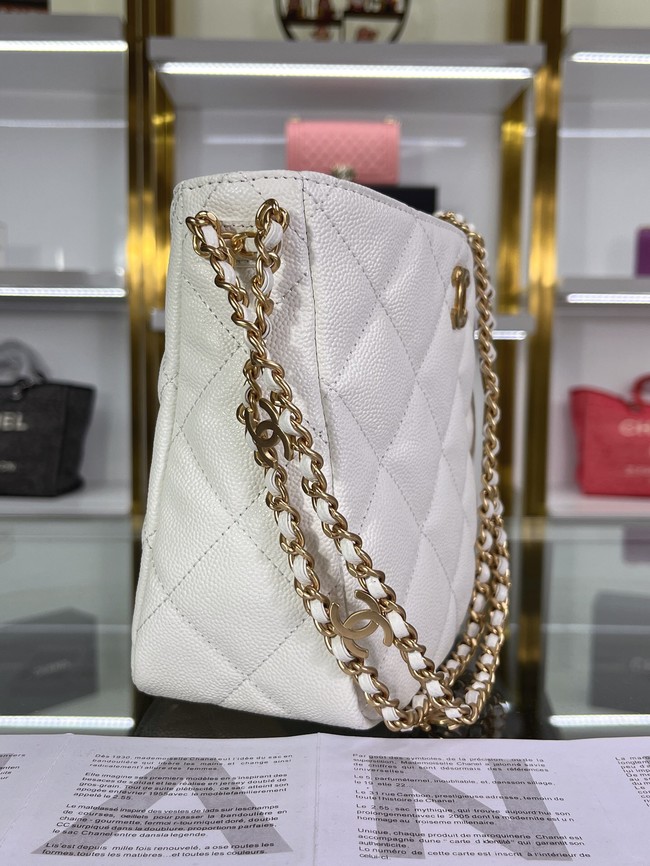 Chanel Shoulder Bag Grained Calfskin&Gold-Tone Metal AS3223 white