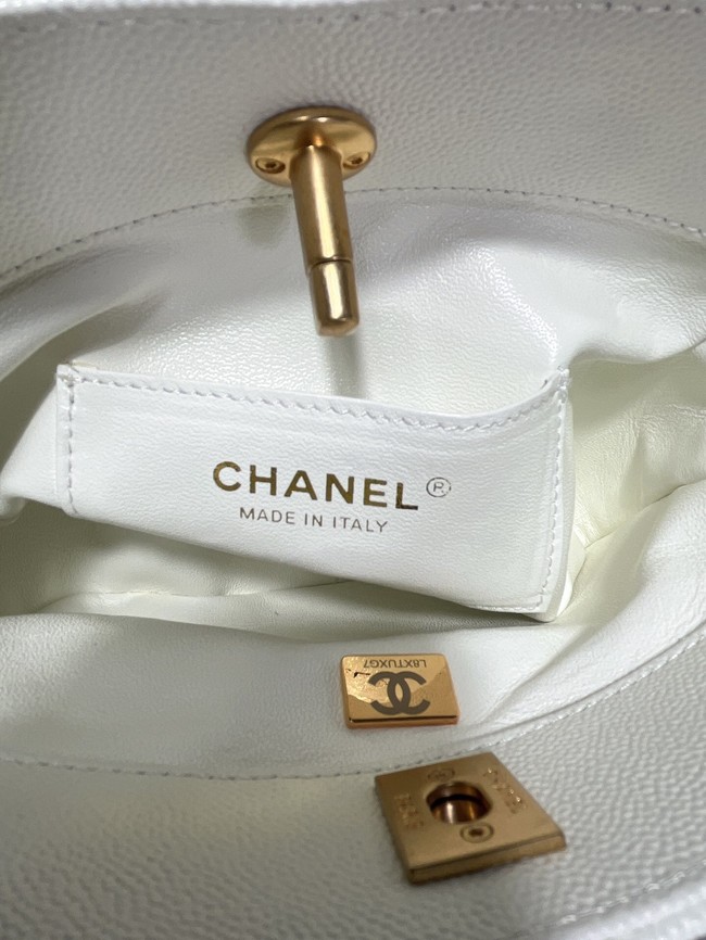 Chanel Shoulder Bag Grained Calfskin&Gold-Tone Metal AS3223 white