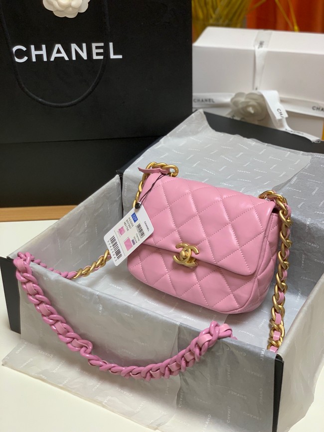 Chanel mini Shoulder Bag Lambskin&Gold-Tone Metal AS3205 pink