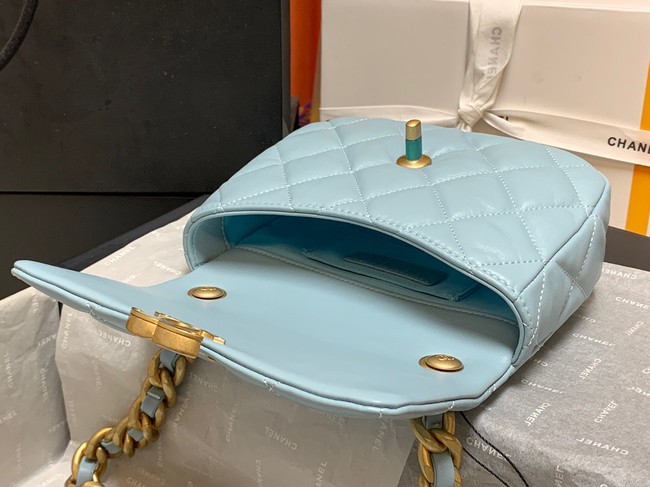 Chanel mini Shoulder Bag Lambskin&Gold-Tone Metal AS3205 sky blue