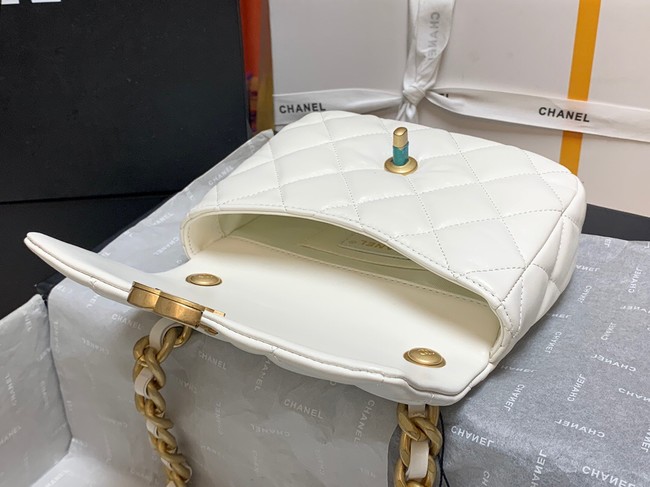 Chanel mini Shoulder Bag Lambskin&Gold-Tone Metal AS3205 white