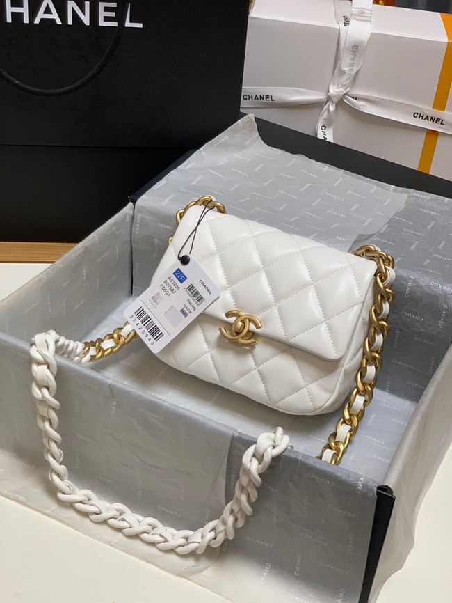 Chanel mini Shoulder Bag Lambskin&Gold-Tone Metal AS3205 white