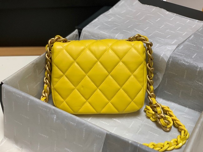 Chanel mini Shoulder Bag Lambskin&Gold-Tone Metal AS3205 yellow