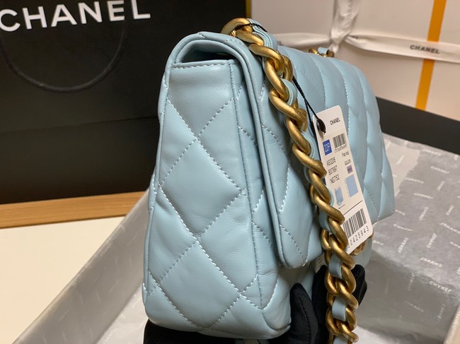 Chanel small Shoulder Bag Lambskin&Gold-Tone Metal AS3206 sky blue