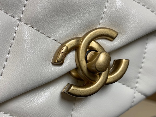 Chanel small Shoulder Bag Lambskin&Gold-Tone Metal AS3206 white