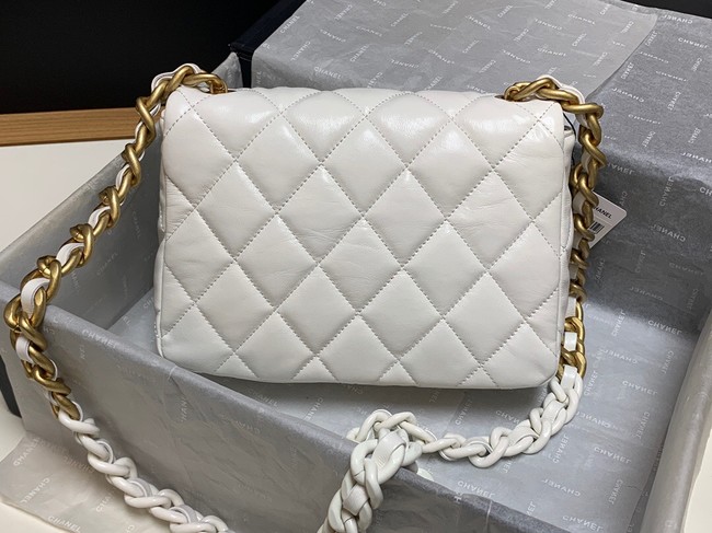 Chanel small Shoulder Bag Lambskin&Gold-Tone Metal AS3206 white