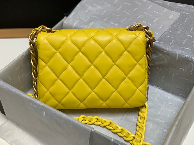 Chanel small Shoulder Bag Lambskin&Gold-Tone Metal AS3206 yellow