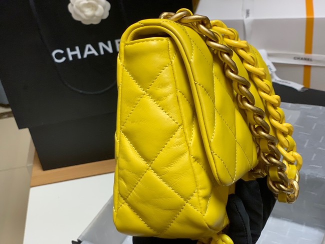 Chanel small Shoulder Bag Lambskin&Gold-Tone Metal AS3206 yellow