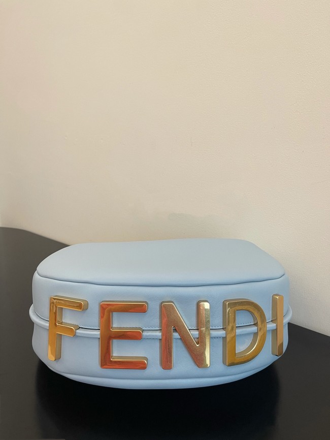 Fendi graphy Small Light blue leather bag 8BR798A