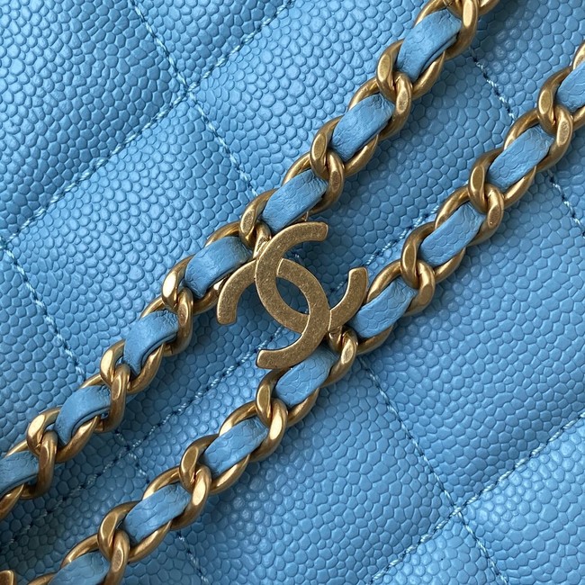 Chanel Shoulder Bag Grained Calfskin&Gold-Tone Metal AS3223 blue