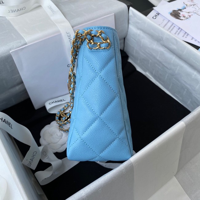Chanel Shoulder Bag Grained Calfskin&Gold-Tone Metal AS3223 blue
