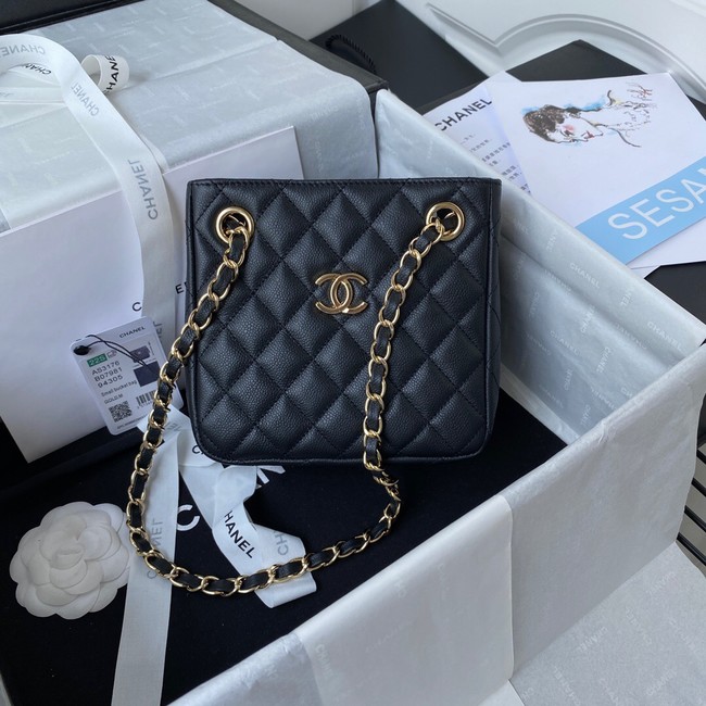 Chanel mini Shoulder Bag Grained Calfskin&Gold-Tone Metal AS3176 black