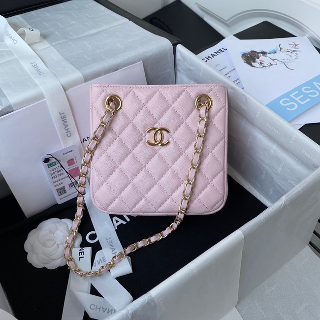 Chanel mini Shoulder Bag Grained Calfskin&Gold-Tone Metal AS3176 pink