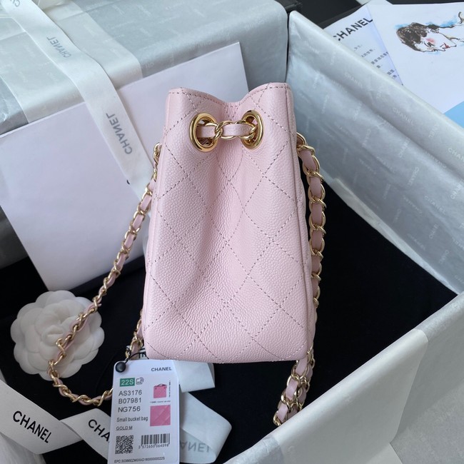 Chanel mini Shoulder Bag Grained Calfskin&Gold-Tone Metal AS3176 pink