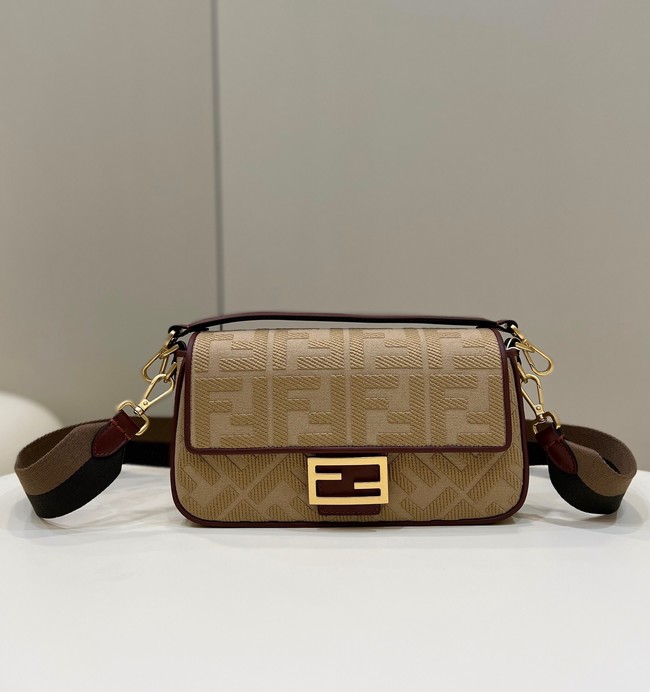 FENDI BAGUETTE CHAIN FF fabric bag 8BR600A brown