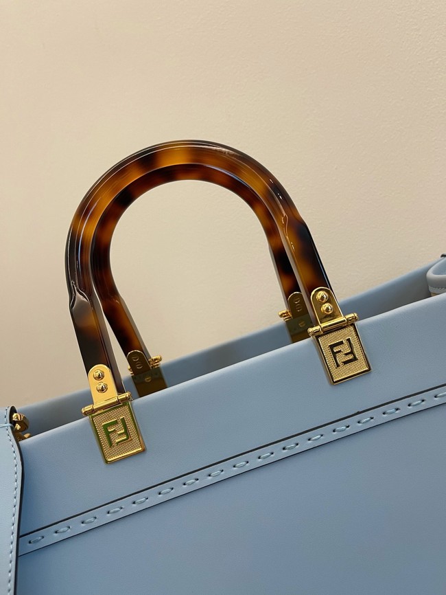 Fendi Sunshine Medium Light blue leather shopper 8BH386A