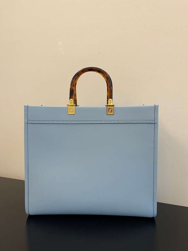 Fendi Sunshine Medium Light blue leather shopper 8BH386A