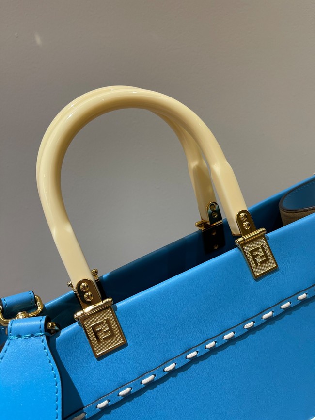 Fendi Sunshine Medium blue leather shopper 8BH386A