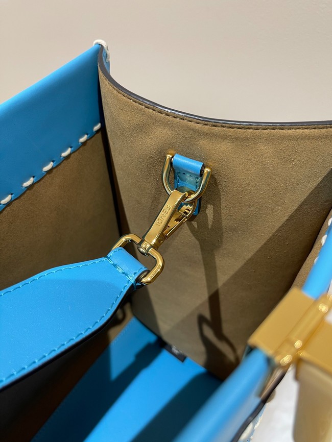 Fendi Sunshine Medium blue leather shopper 8BH386A