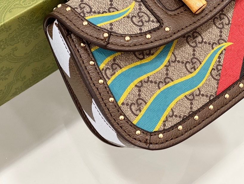 Gucci top handle bag with Bamboo 675798 colorful pattern