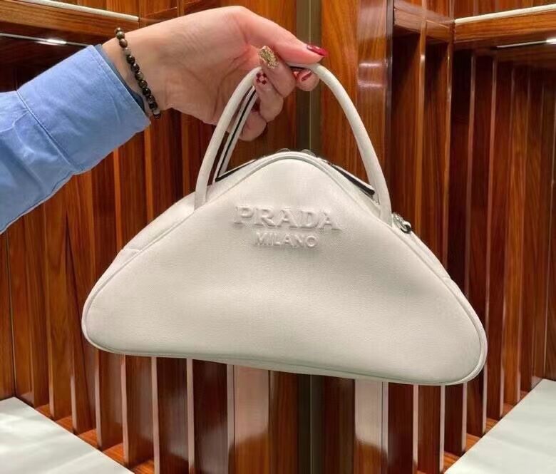 Prada Leather Triangle bag 1BB082 white