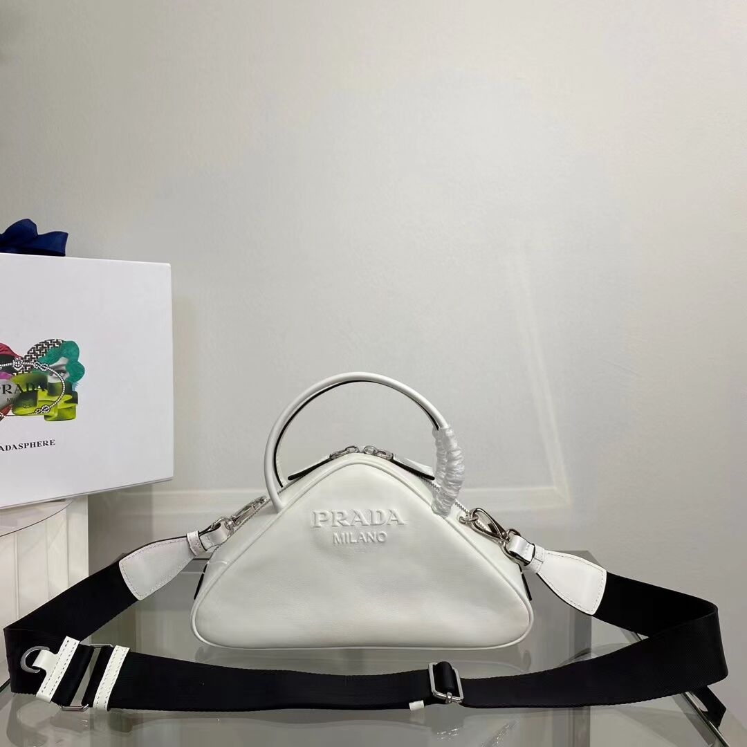 Prada Leather Triangle bag 1BB082 white