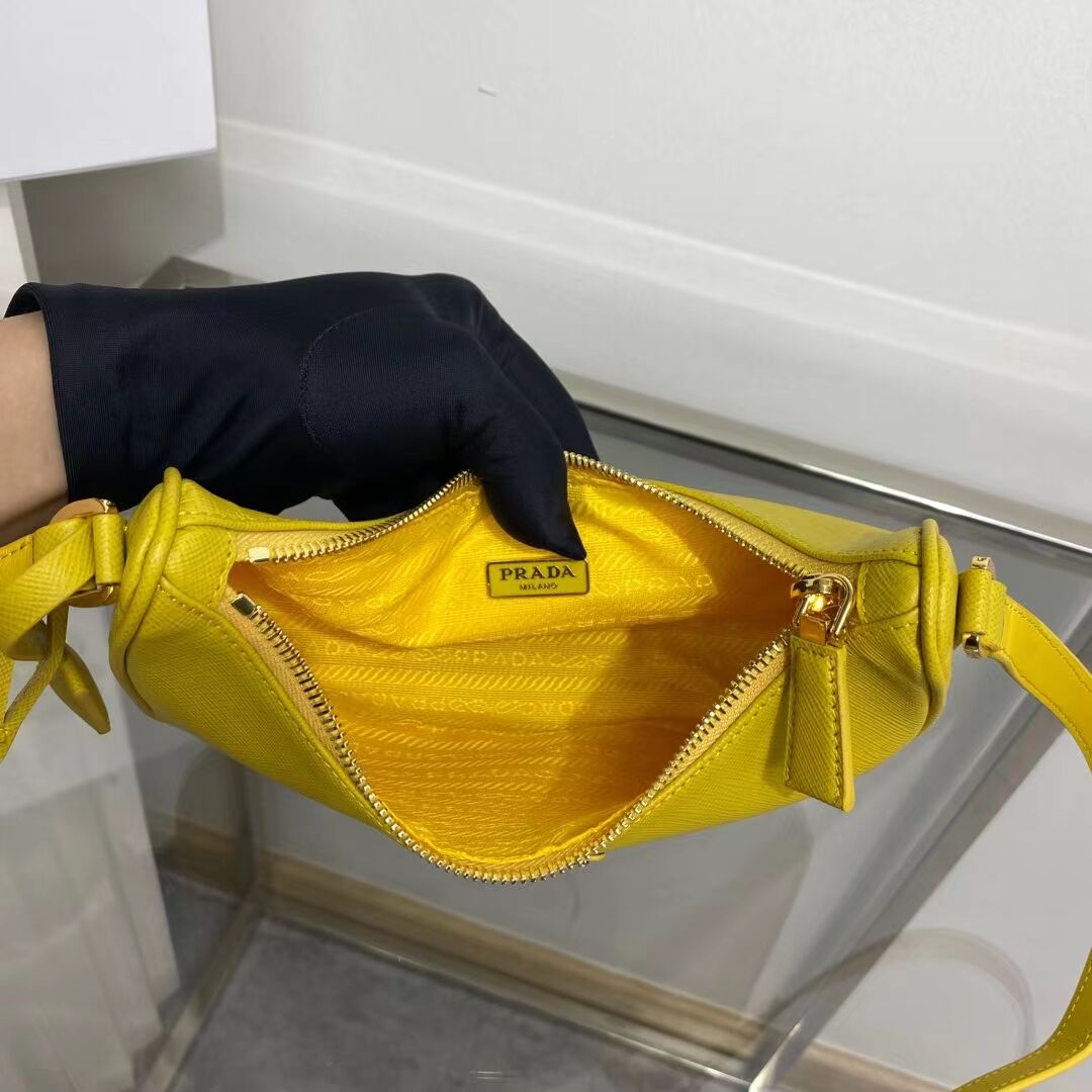 Prada Small Saffiano leather shoulder bag 1BD330 yellow