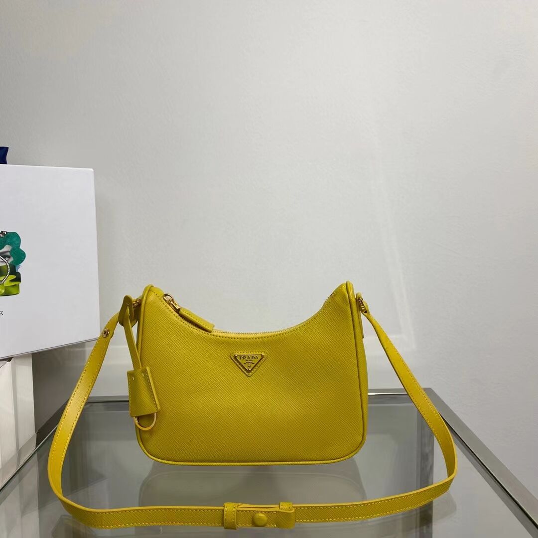 Prada Small Saffiano leather shoulder bag 1BD330 yellow