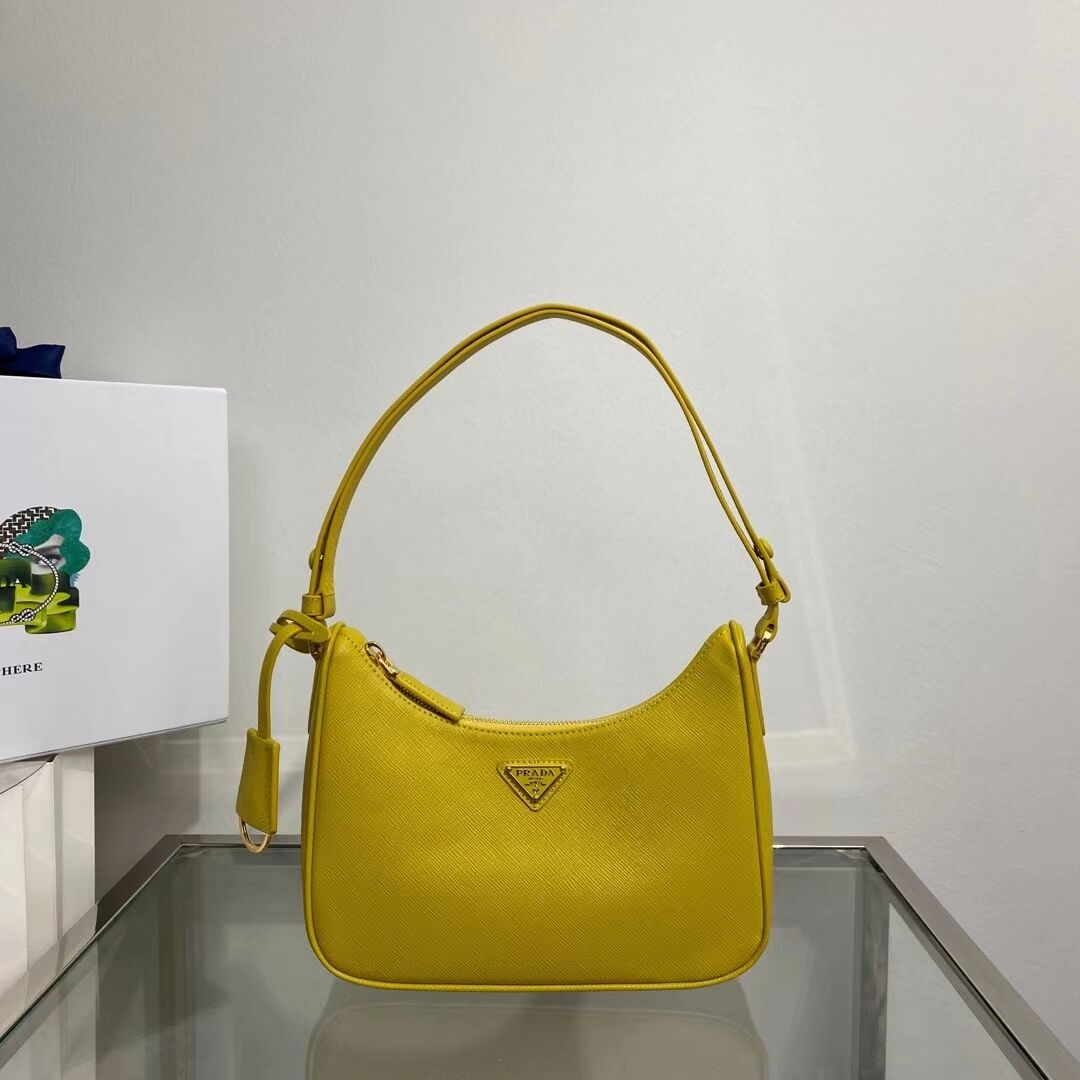 Prada Small Saffiano leather shoulder bag 1BD330 yellow