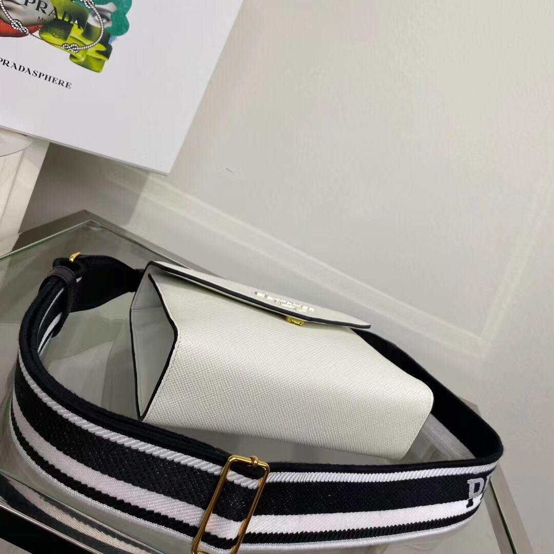 Prada Monochrome Saffiano and leather bag 1BD317 white