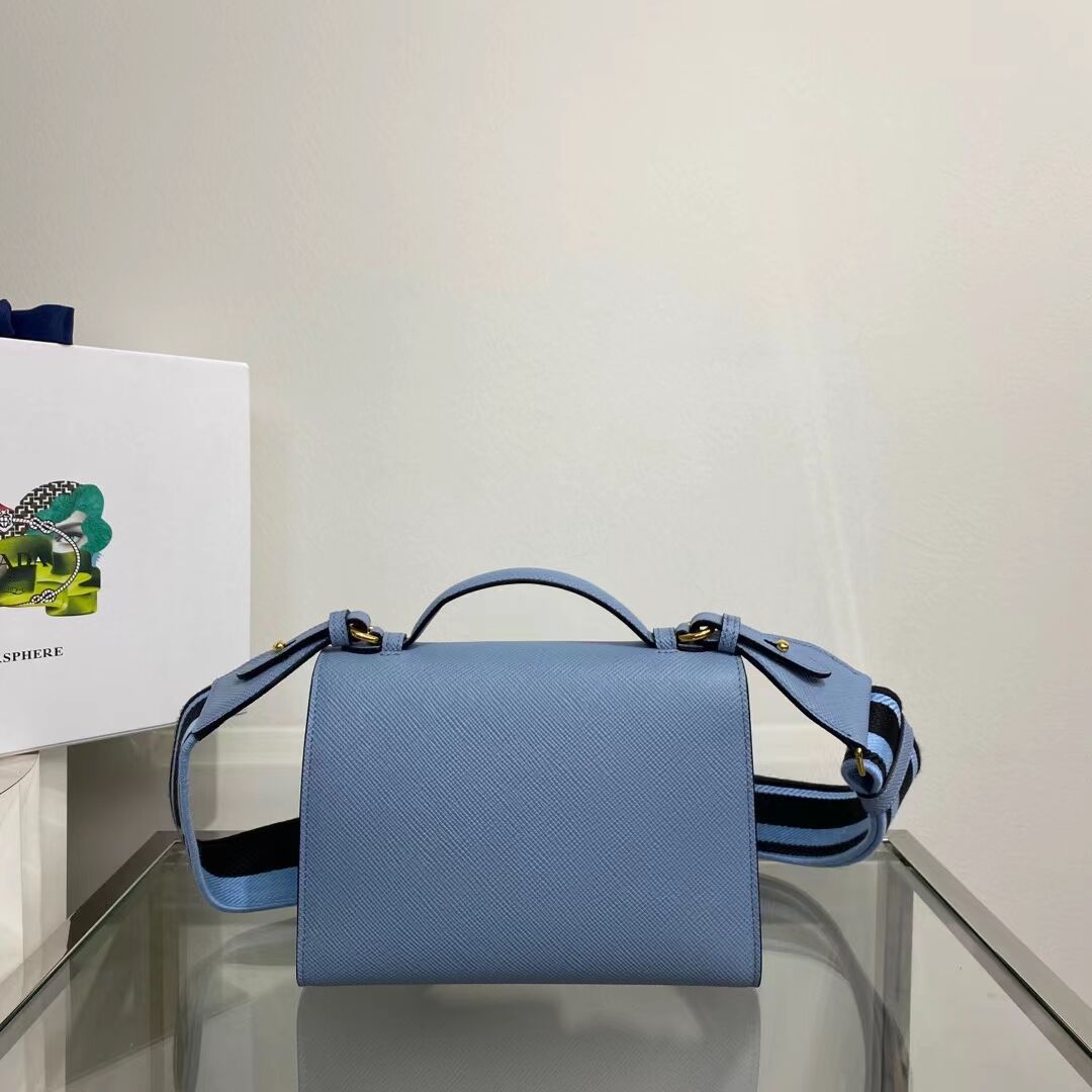 Prada Monochrome Saffiano and leather bag 1BD317 sky blue