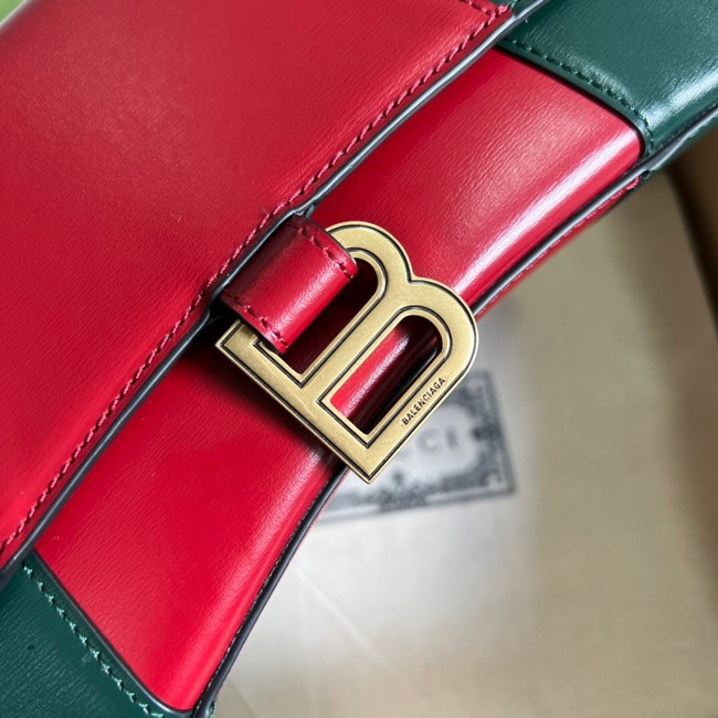 Gucci HOURGLASS SMALL TOP HANDLE BAG calfskin 681697 red%Green