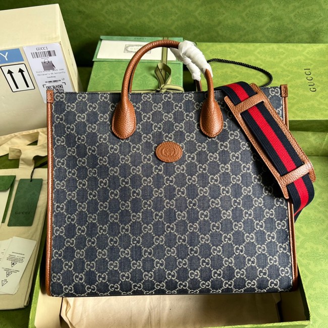 Gucci Medium tote with Interlocking denim G 674148 Blue