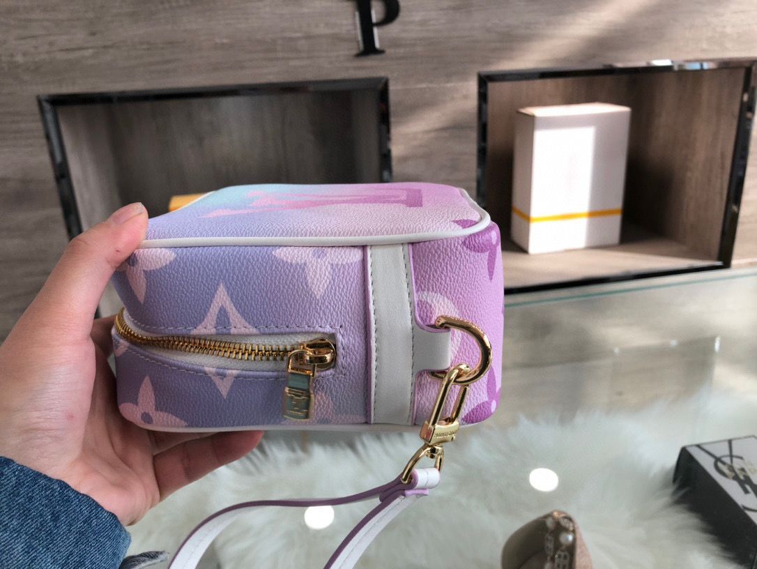  Louis Vuitton Colorful Handbag Wash Bag 40066 Pink&Blue
