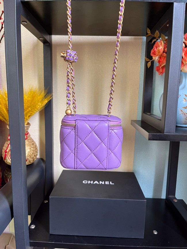 Chanel mini Shoulder Bag Lambskin & Gold-Tone Metal AP2929 Purple