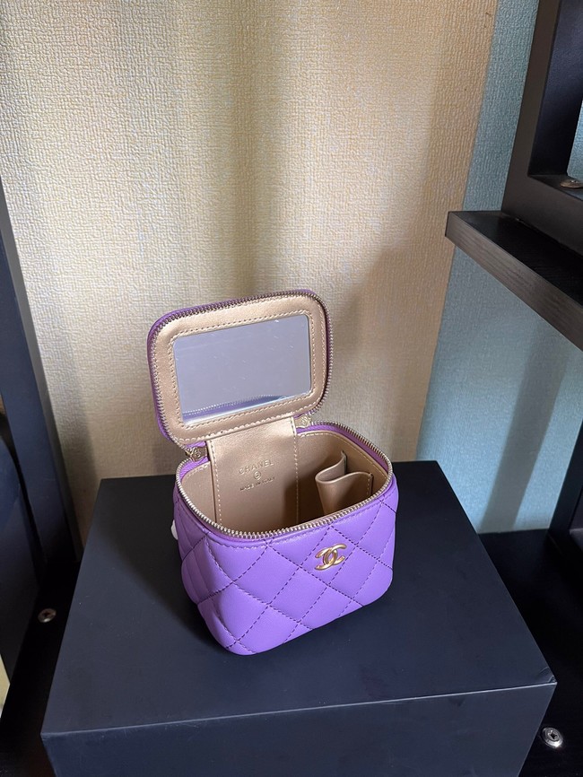 Chanel mini Shoulder Bag Lambskin & Gold-Tone Metal AP2929 Purple