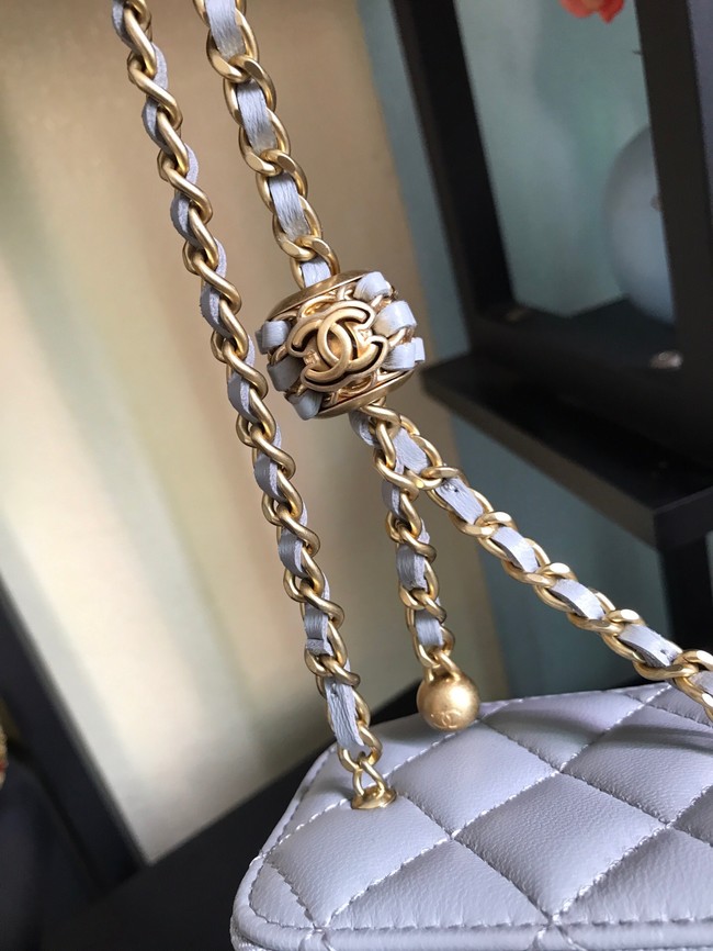 Chanel mini Shoulder Bag Lambskin & Gold-Tone Metal AP2929 light gray