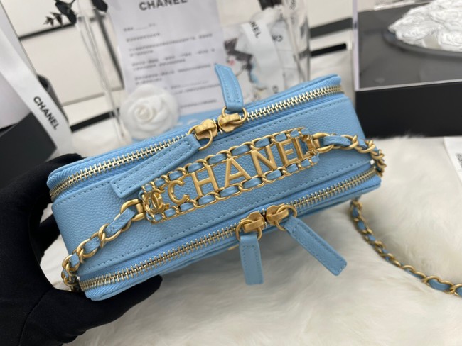 CHANEL HANDBAG Grained Calfskin&Gold-Tone Metal AP3222 blue