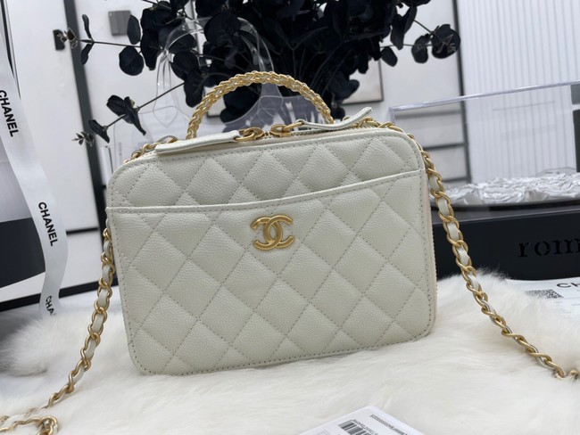 CHANEL HANDBAG Grained Calfskin&Gold-Tone Metal AP3222 white