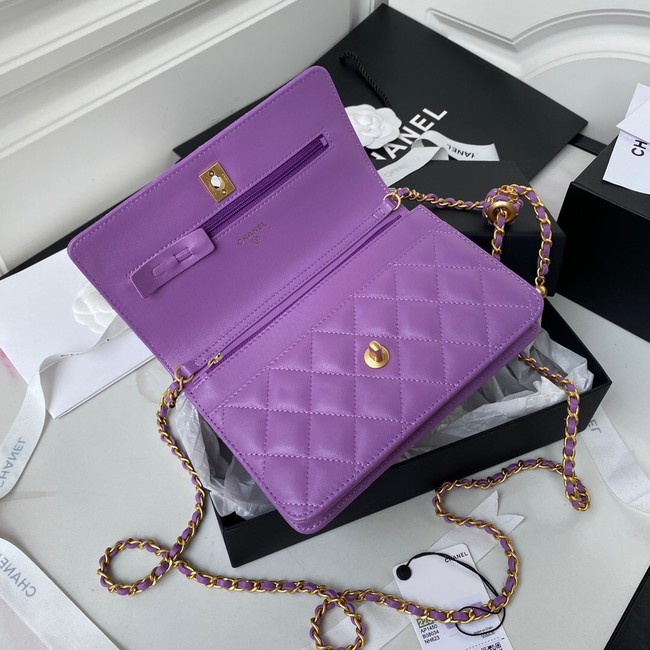 Chanel Lambskin Flap Shoulder Bag AP1450 Purple