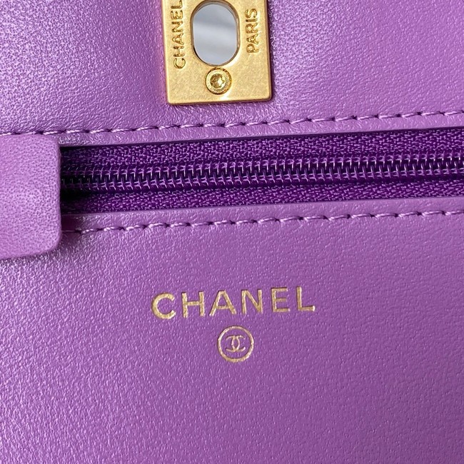 Chanel Lambskin Flap Shoulder Bag AP1450 Purple