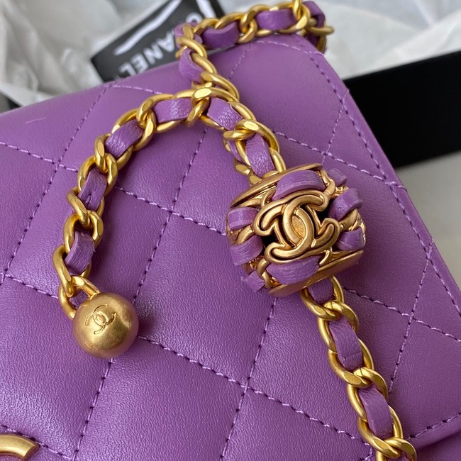 Chanel Lambskin Flap Shoulder Bag AP1450 Purple