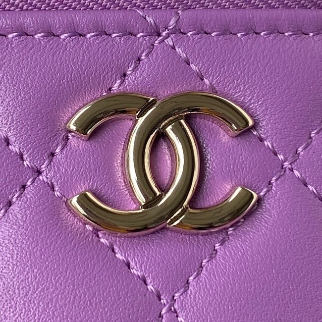 Chanel lambskin top handle bag AP2730 Purple