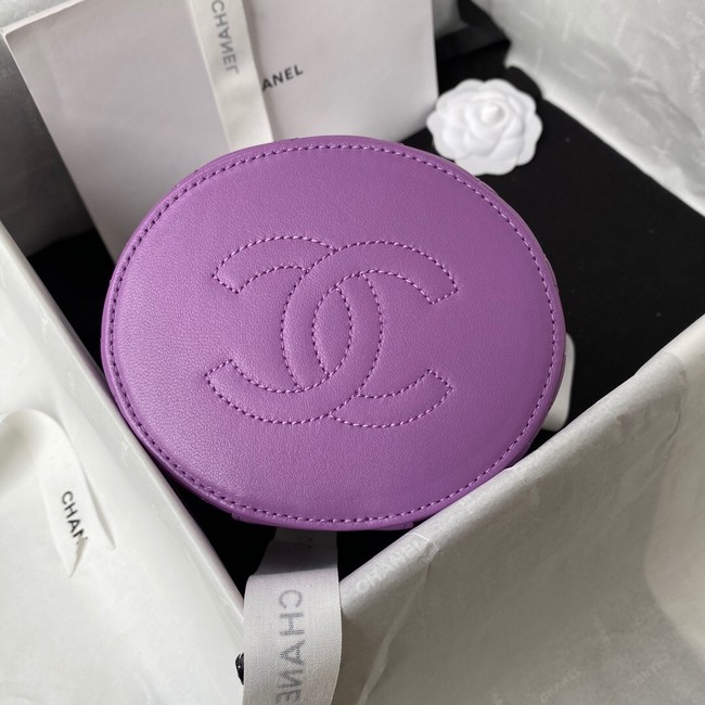 Chanel lambskin top handle bag AP2730 Purple