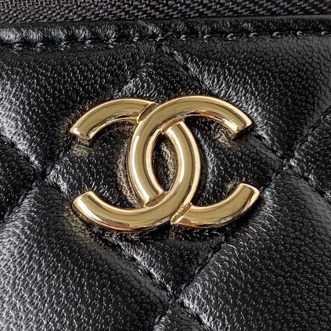 Chanel lambskin top handle bag AP2730 black