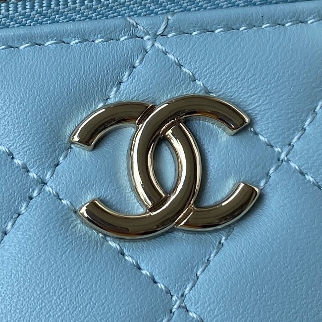 Chanel lambskin top handle bag AP2730 blue