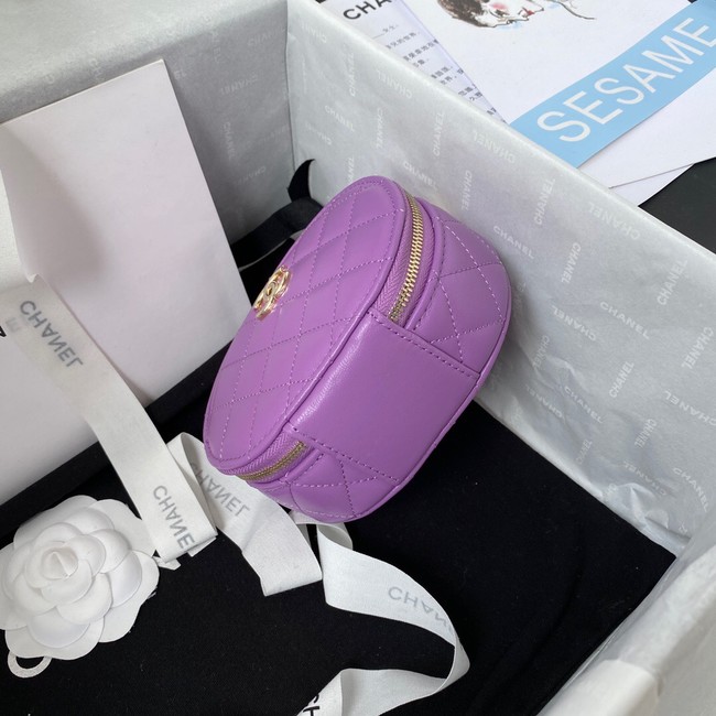 Chanel lambskin top handle bag AP27301 Purple