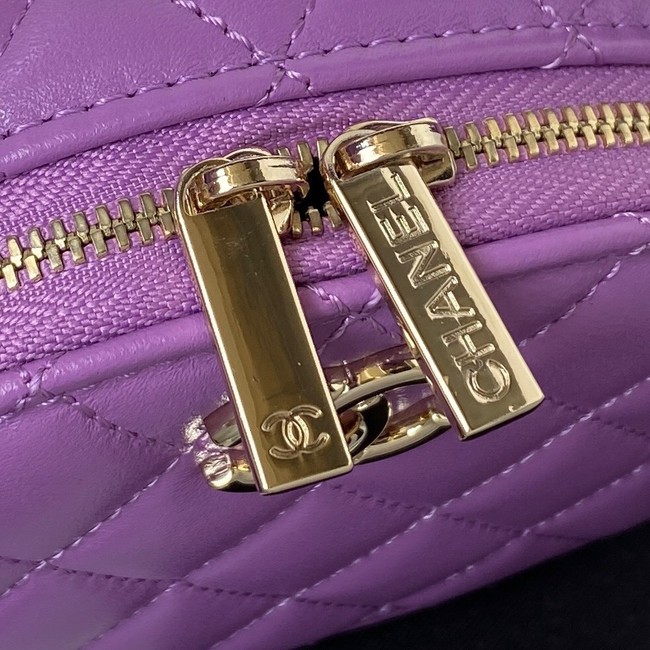 Chanel lambskin top handle bag AP27301 Purple